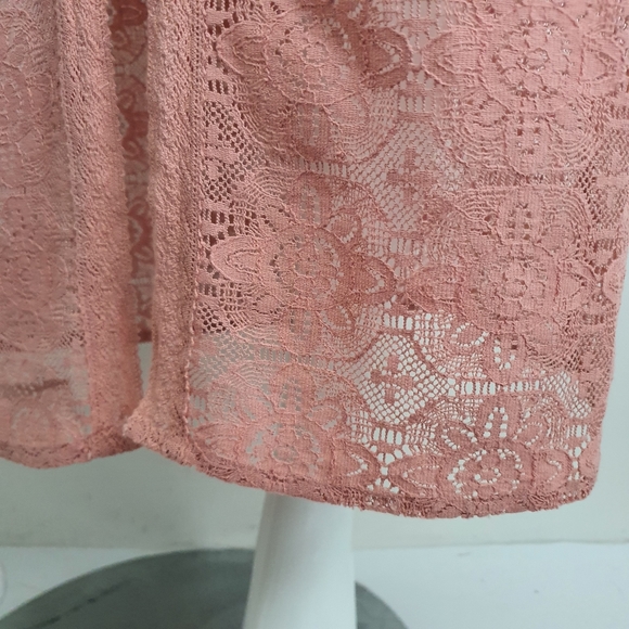 Guess Size 10 Halter Tie Back Dusty Pink Lace Maxi Dress - Picture 8 of 15